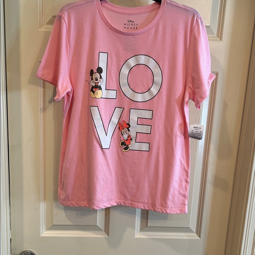 Disney Pink Mickey & Minnie LOVE Graphic Short Sleeve Tee